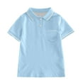 thumbnail image 5 of Boys Polo Shirts Sky Blue Button Down Short Sleeve Dress Shirt Boys School Uniform Shirts Casual Collared Shirts Teen Shirts for Boys 13-14 Years, 5 of 5