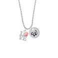 thumbnail image 2 of Delight Jewelry Silvertone Love with Pink Paw Silvertone Script Initial Disc - W - Charm Necklace, 20"+3", 2 of 4