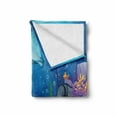 thumbnail image 2 of Ocean Soft Flannel Fleece Blanket, Underwater Sea Life Fish Moss Shells Bubbles Stones and Sunbeams Rays Cartoon Pattern, Cozy Plush for Indoor and Outdoor Use, 60" x 80", Multicolor, by Ambesonne, 2 of 6