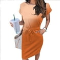 thumbnail image 2 of Sngxgn Womens Fall Spring Deep V Neck Ruffle Long Sleeve Print Mini Dress(Orange,S), 2 of 7