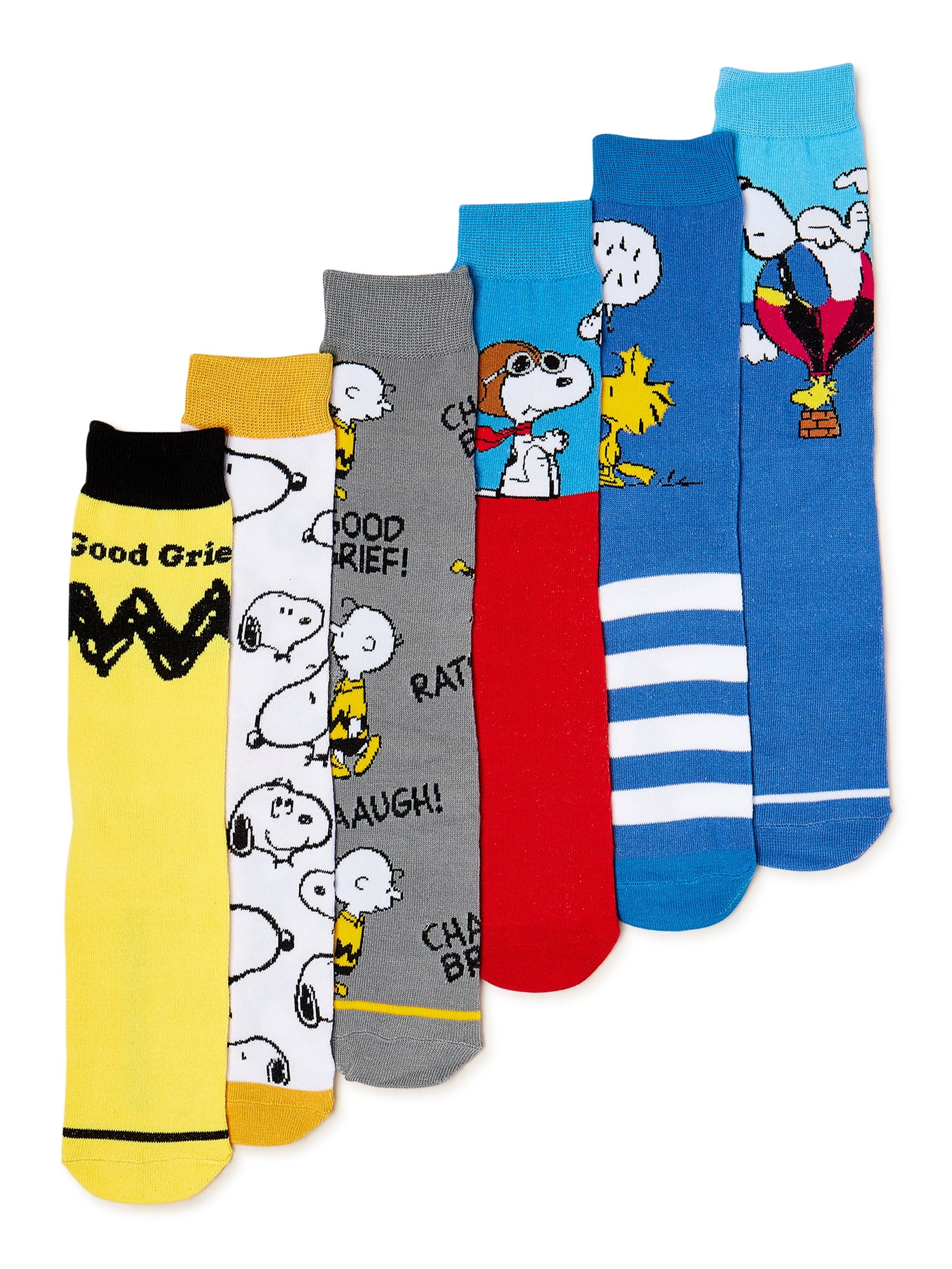 Peanuts Men's Crew Socks, 6-Pack - Walmart.com