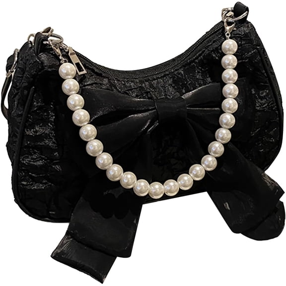 Ladies Bowknot Purse Sweet Pearl Shoulder Bag Bowknot Handbag