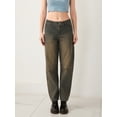 thumbnail image 3 of Caoirhny Women Fashion Loose Jeans Solid Color Mid-Rise Barrel Denim Pants Spring Summer Casual Trousers Streetwear, 3 of 9