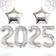 thumbnail image 1 of Globo KatChon 2025 plateado de 40 pulgadas con globos plateados en forma de estrella, 1 of 9