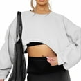 thumbnail image 6 of T Shirts for Women Solid Color Round Neck Long Sleeve Short Women's Sweatshirt Womens Fashion Top Shirts, 6 of 6