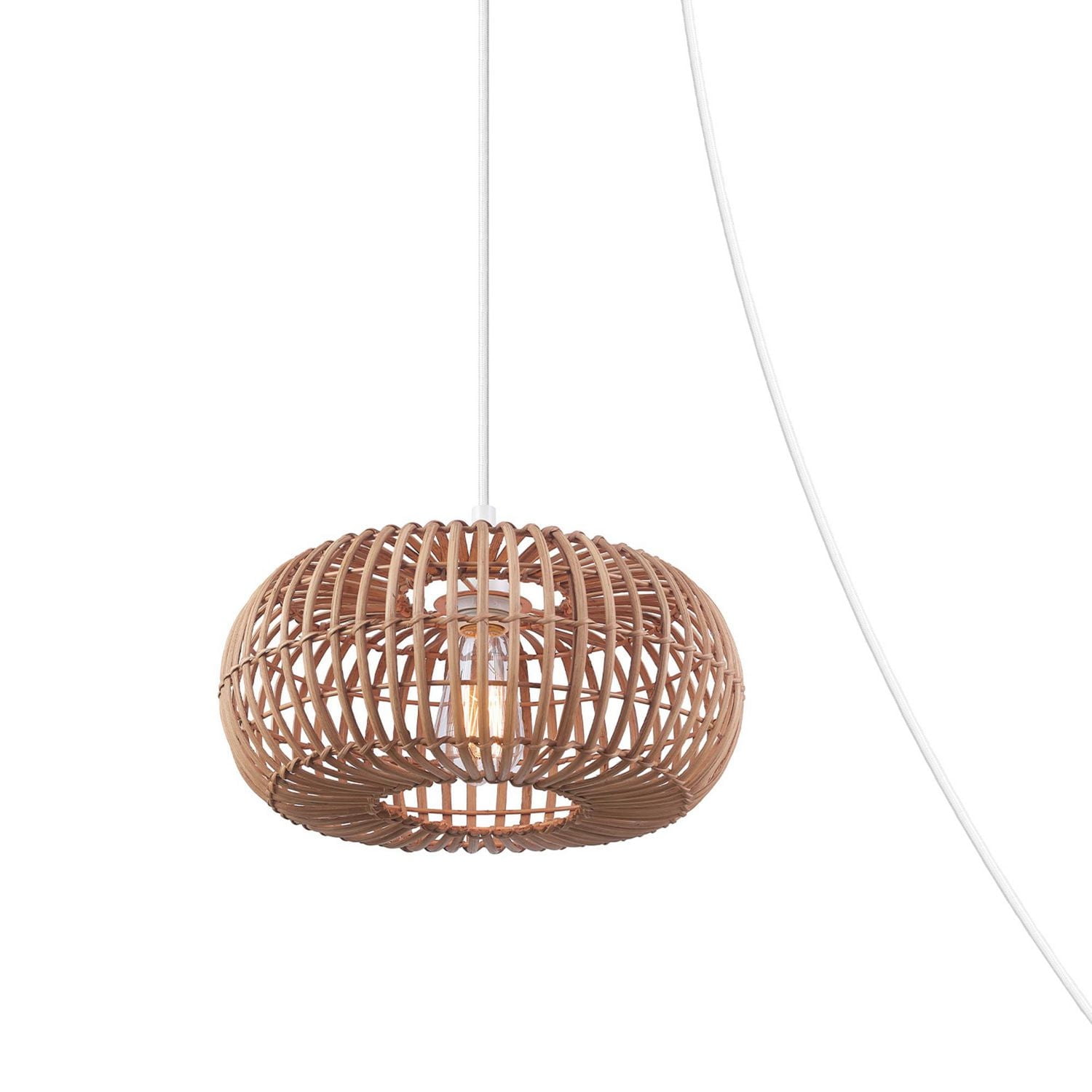 Fitz 1-Light Plug-In or Hardwire Rattan Shade Pendant Lighting