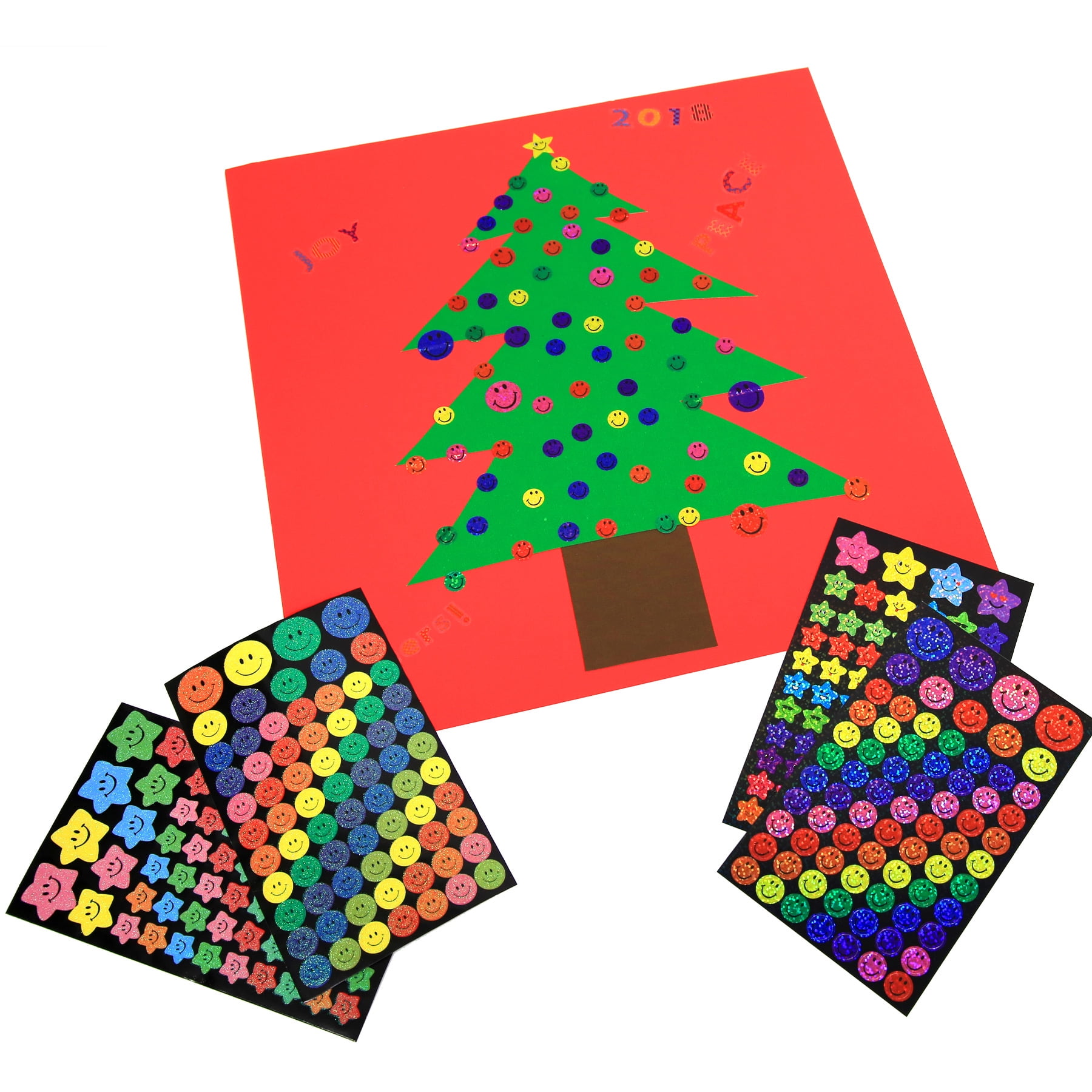 BAZIC Holographic Reward Sticker 3456 Counts, Smile Face Stars Stickers for Gifting