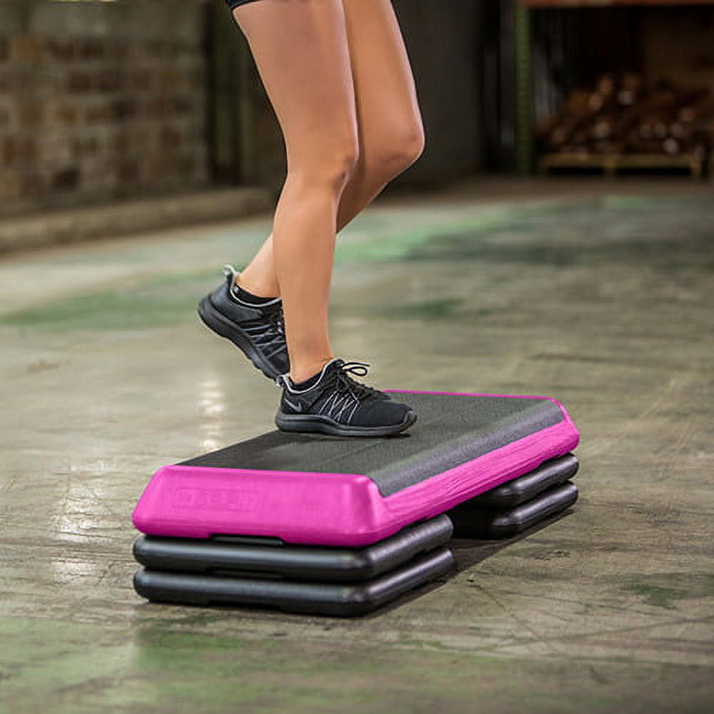 The Step Health Club Size Platform with four (4) Original Risers - Pink
