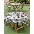 thumbnail image 4 of Outdoor Tablecloth with Umbrella Hole for Patio/Picnic/Party/Camping, Farmhouse Country Waterproof Table Cloth Round Cover Washable, Retro French Garden Horse Swan (Dia 54"), 4 of 8