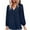 Navy, variant on WREESH Womens Chiffon Blouse V Neck Pleated Shirts Patchwork Long Sleeved Pompon Tops Loose Lightweight Business Casual Blouse Black