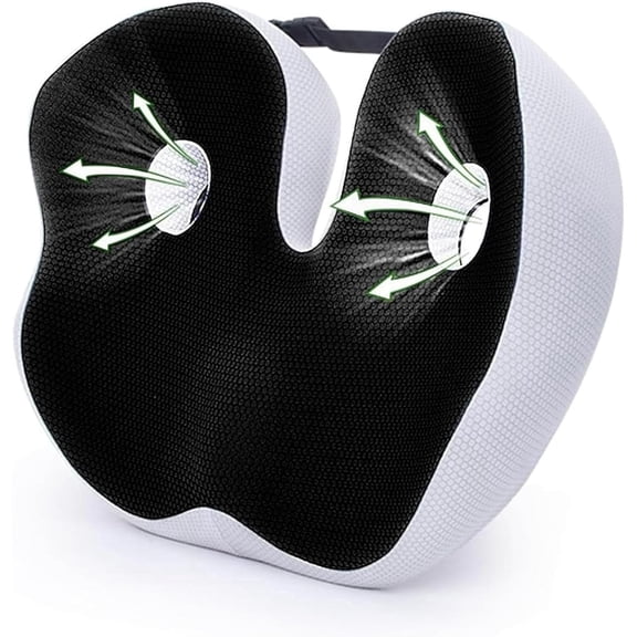 Seat Cushion,Seat Cushion for Sit Bone and Back Pain Relief, Butt, Tailbone, Hip, Hamstring, Posture Support - Memory Foam Comfort Ischial Tuberosity Pillow (Color : Black)