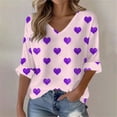 thumbnail image 2 of Outfmvch Valentine's Day Shirts Heart Printed Shirts Formal Tops for Women Valentines Day Shirts Women Top Plus Size Blouse for Women Womens Plus Size Blouses Pink L, 2 of 5