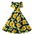 thumbnail image 4 of Avrntaa Little Girls Short Sleeve Dress Summer Cute Sunflower Print Maxi Dresses Flowy Ruffle A-Line Dress for 5-14Y, 4 of 6