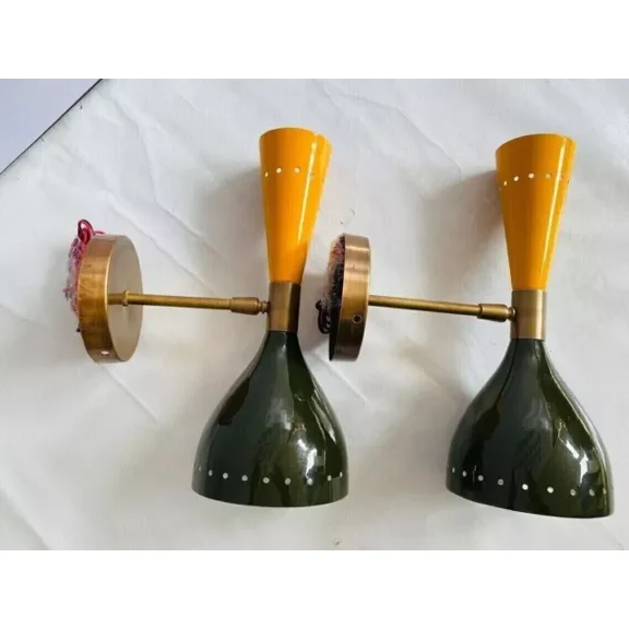 Brass Italian Diabolo Wall Sconce Mid Century 1950's Light - Fixture