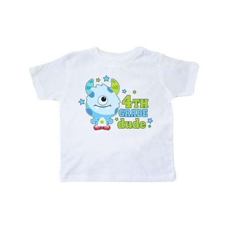 

Inktastic 4th Grade Dude with Cute Blue Monster Gift Toddler Boy Girl T-Shirt