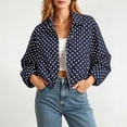 thumbnail image 6 of Dvprdro Womens Cropped Polka Dots Jacket Long Sleeve Zip Up Baseball Collar Casual Fall Outerwear with Pockets, 6 of 6