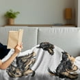 thumbnail image 3 of Yorkie Soft Flannel Fleece Throw Blanket, Hand Drawn Yorkies Realistic Yorkshire Terrier Images Dog Love Cartoon, Cozy Plush for Indoor and Outdoor Use, 70" x 90", Pale Coffee Black, by Ambesonne, 3 of 5