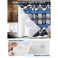 thumbnail image 3 of No Hook Cloth Fabric Shower Curtain with Snap in Liner, Blue Black Geometric Waterproof Shower Curtains Set with See Through Top Window, Modern Aztec Abstract Pattern Bath Curtains Shower 60"x72", 3 of 6
