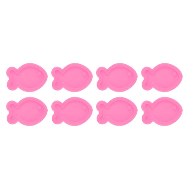 Uxcell 8 Pcs Moldes de Resina de Pescado de Silicona para Colgantes de Llaveros, Rosa