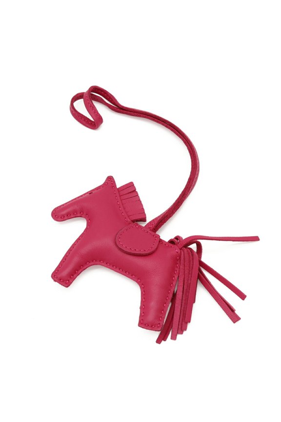 Pre-Owned HERMES Rodeo Charm PM Accessory Bag Ornament Horse Motif Agneau Milo Leather Fuchsia...