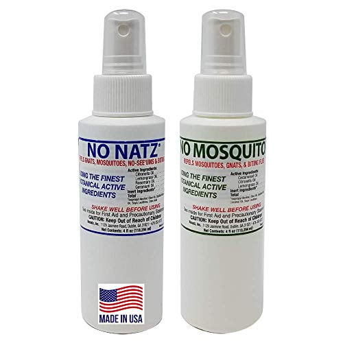 NO NATZ / NO MOSQUITOZ | Gnat, Mosquito and Biting Flies Repellant | Effective Personal Botanical Bug Spray | Hand-Crafted DEET-Free Hypoallergenic | Non-Greasy Formula | 4fl.oz. - (Pack of