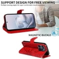 thumbnail image 3 of Wallet Case for Motorola Edge 70 Fusion Embossed Butterfly with Strap & Stand Red, 3 of 5