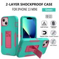 thumbnail image 2 of Xhy iPhone 13 Mini Case with Stand, 2x Privacy Screen Protector + 1x Camera Lens Protector, Military Grade Case with Magnetic Car Mount, 5.4 inch Cover for Men Women, Green & Rose red, 2 of 6