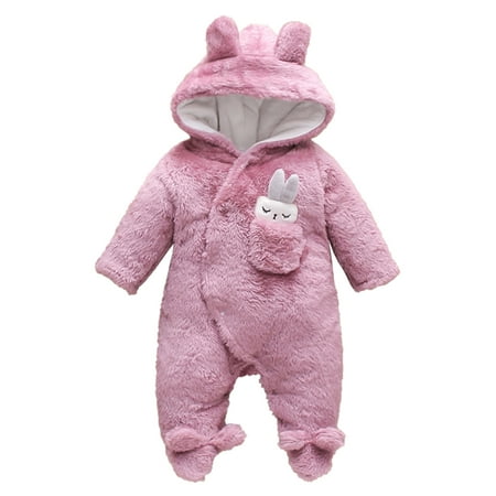 

PatPat Newborn Rabbit Warmer Snowsuit Fleece Hooded Romper Jumpsuit for Baby Girls Boys