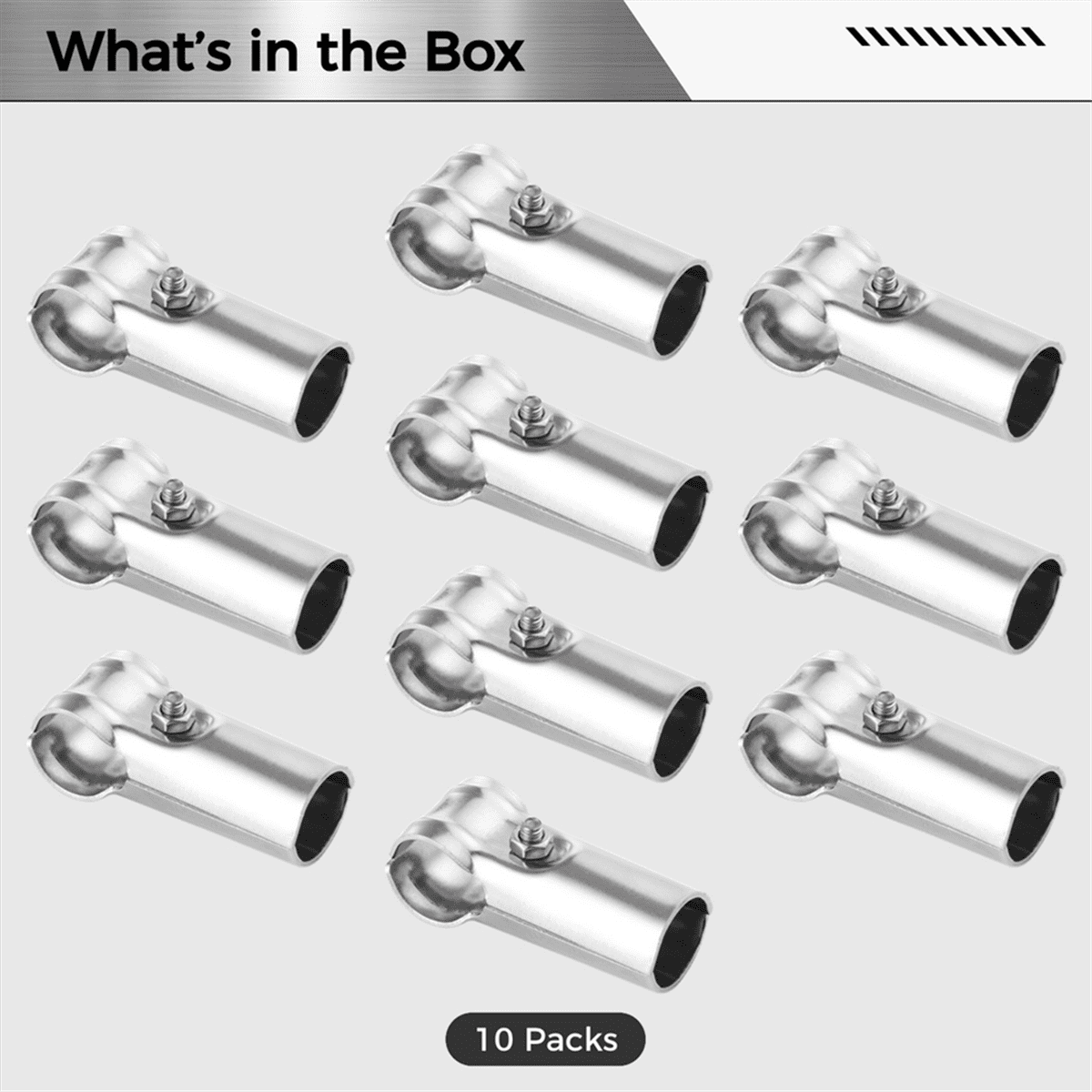 10 Packs T Pipe Clamps Heavy-Duty 201 Stainless Steel T Pipe Connectors Tee Chain Link Fence End Rails Clamps