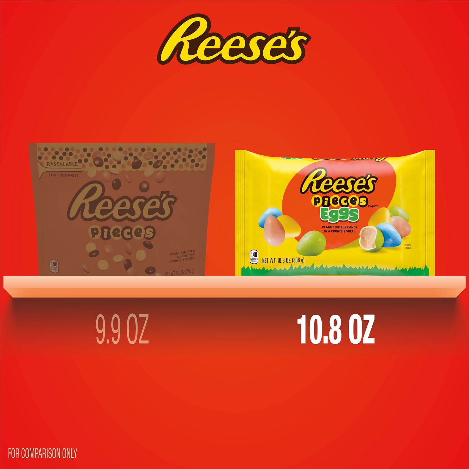 (3 pack) REESE'S PIECES Peanut Butter in a Crunchy Shell Eggs, Easter Candy Bag, 10.8 oz