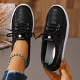 thumbnail image 3 of Rokment Women's Leopard Low Top Fashion Sneakers 2026 Spring Fall Trendy Casual Leather Lace up Platform Walking Flat Canvas Tennis Shoes Black Size 6, 3 of 8