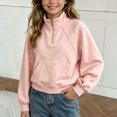 thumbnail image 6 of Mifsaly Boys Girls Sweatshirt Half Zip Long Sleeve Pullover Sweatshirts Kids Comfortable Casual Fall Winter Warm Outerwear Pink,11-12 Years, 6 of 7