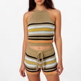 thumbnail image 2 of Two Piece Set for Women Summer Crochet Knit Vacation Beach Outfits Crop Top Shorts Matching Sets, 2 of 4