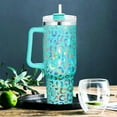 thumbnail image 3 of 40 oz Tumbler with Handle Holographic Glitter Leopard 40oz Tumbler with Lid Straw Double Insulated Travel Coffee Mug, 3 of 6