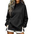 thumbnail image 2 of Mock Neck Sweatshirt for Women 2026 Cute Crew Neck Long Sleeve Sweatshirt Fall Winter Fashion Outfits Clothes Black M, 2 of 8
