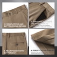 thumbnail image 6 of Mens Stretch Dress Pants Flat Front Business Casual Pants Classic Fit Lightweight, Khaki, 6 of 11
