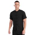 thumbnail image 3 of Chaqueta de Chef de lino y algodón para hombre y mujer, camisa de cocinero con cuello mandarín chino, uniforme de cocina y restaurante, Unisex, 3 of 5