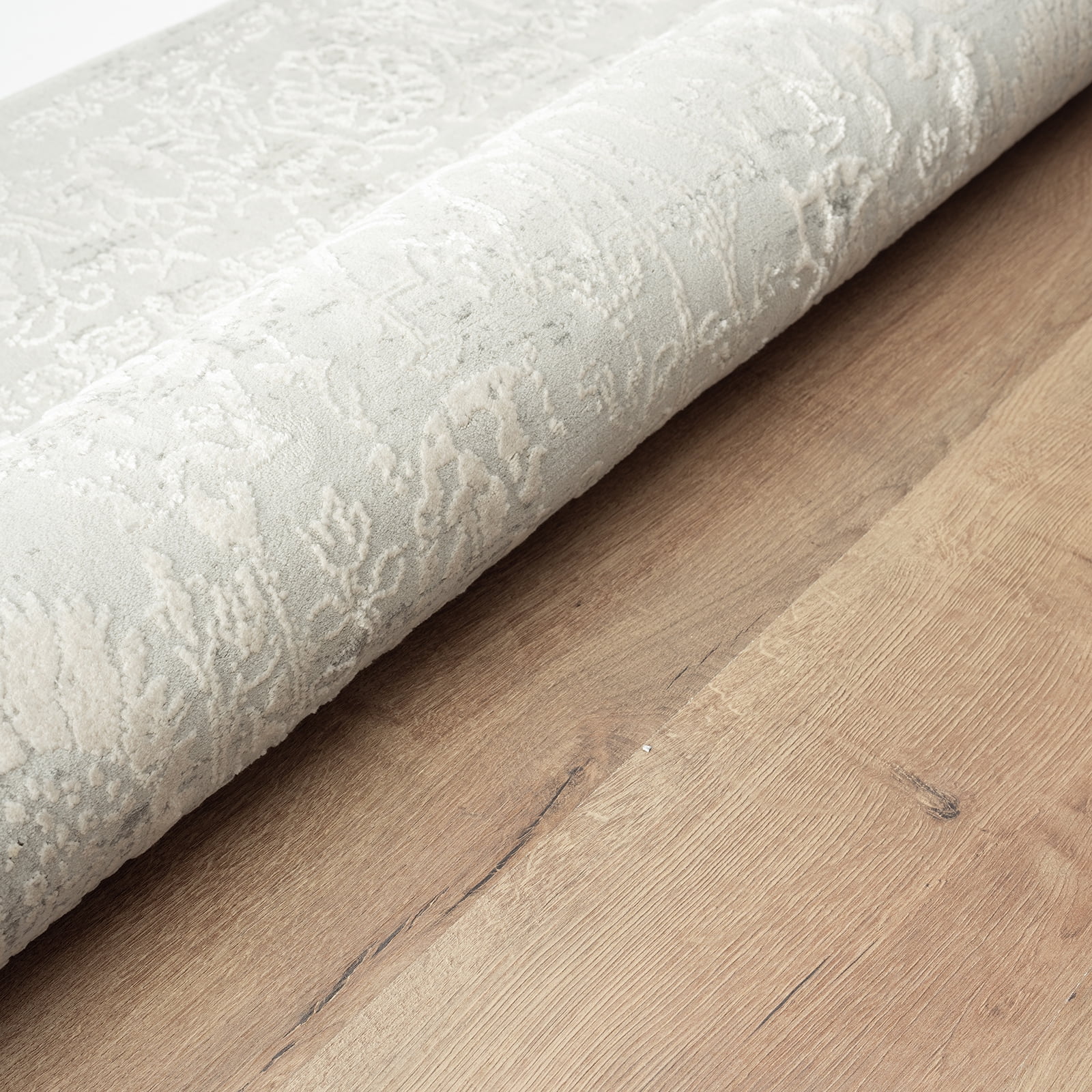 LR Home Isone Jesery Ivory/Gray Transitional Floral Polyester Blend Area Rug, 9' x 12'
