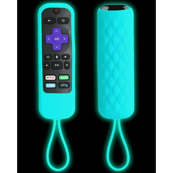 TOKERSE Glow Remote Cover Compatible for Roku Steaming Stick/Voice/Express/Premiere Remote - Silicone Case Compatible with TCL Roku Smart TV Remote Control Cover Case Glow in The Dark - Blue