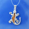 thumbnail image 3 of Unique Beautiful Hawaiian Genuine Koa Wood Gecko Necklace, Sterling Silver Koa Wood Gecko Pendant, N8864 Birthday Mom Gift, Statement PC, 3 of 3