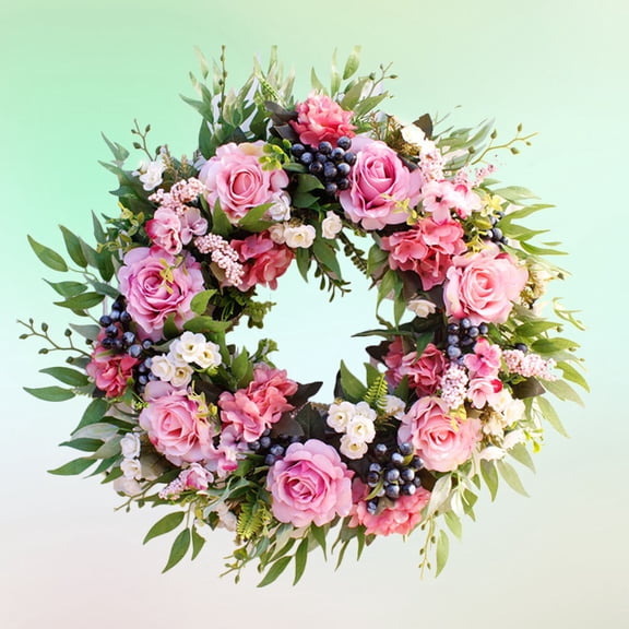 GOOHOCHY 55cm Floral Wreath Garland Handmade Decorative Wreath for Home Wall Door Decor