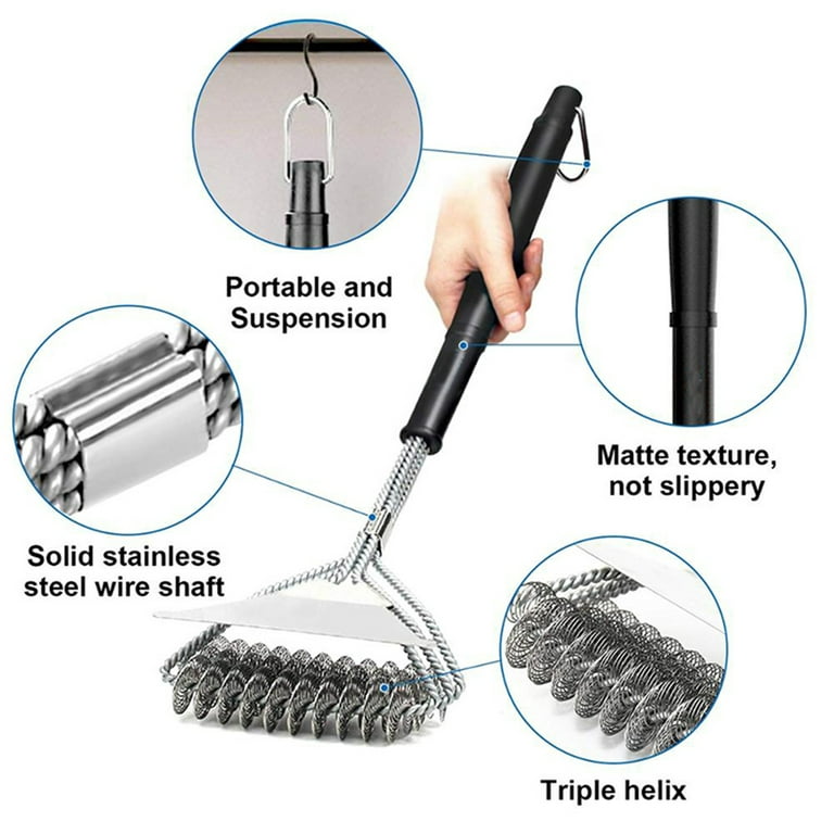 Bristle-free Grill Cleaning Brush, Stainless Steel Grill Scraper