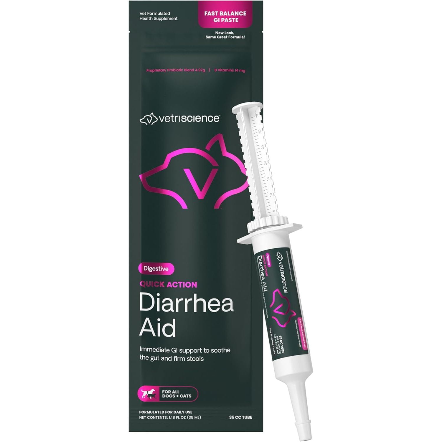 VetriScience Quick Action Diarrhea Aid Paste for Dogs & Cats, 35 cc