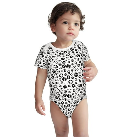 

Fotbe Black Footprints Pattern Unisex-baby Short-sleeve Bodysuit Short Sleeve Bodysuits One-piece 100% Organic Cotton for Infant Baby Boys Unisex-18 Months
