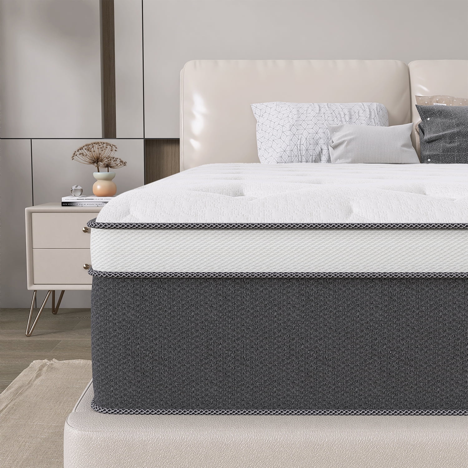 lemontalking 12" King Mattress Gel Memory Foam Spring Hybrid Mattress in a Box