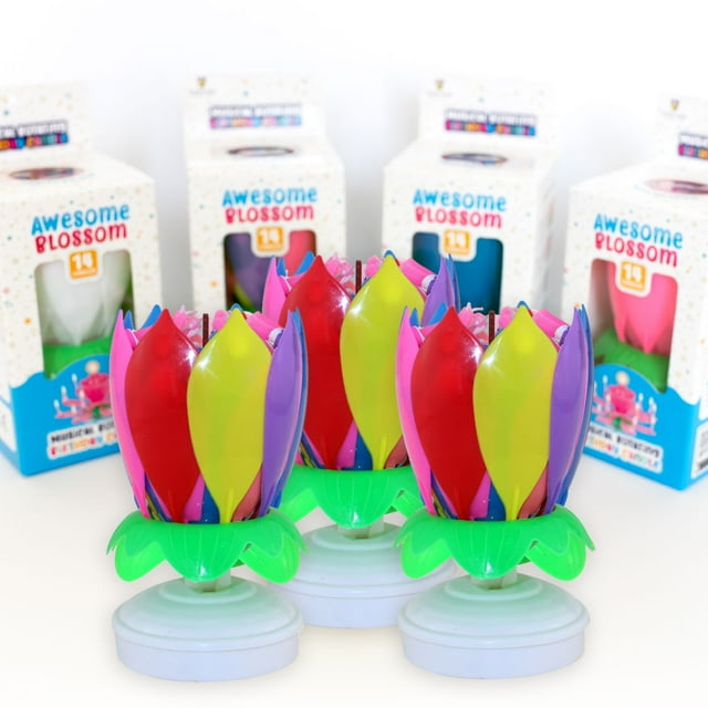 Awesome Blossom 14 Candle Musical Lotus Flower Birthday Candle that