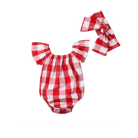 

Toddler Baby Girl Red Plaid Bodysuits Clothes Bebe Girls Cotton Summer Jumpsuit Sunsuit Outfit Red 0-6 Months