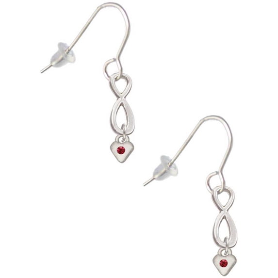 Delight Jewelry Silvertone Mini January - Maroon Crystal Heart Silver tone Infinity French Earrings