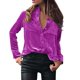 thumbnail image 1 of Camisa de manga larga de terciopelo para mujer para invierno - Top informal con bolsillo con botón, tejido de poliéster, color liso, apto para ocasiones diarias/informales, 1 of 8