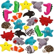 Playbees Assorted Sea-Life Plush Toys - 24 Pack - 3 Inch Soft & Cuddly Stuffed Animals for Kids, Babies, and Adults - Ideal for Nursery Decor, Bedtime Comfort, Playtime Learning, and Educational Play